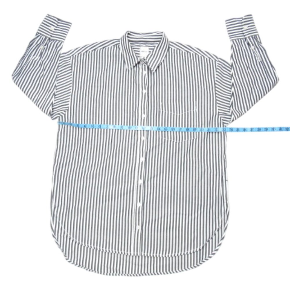 Anthropologie Maeve The Bennet Buttondown Shirt Anthracite Stripe 100% Cotton M - Picture 4 of 11